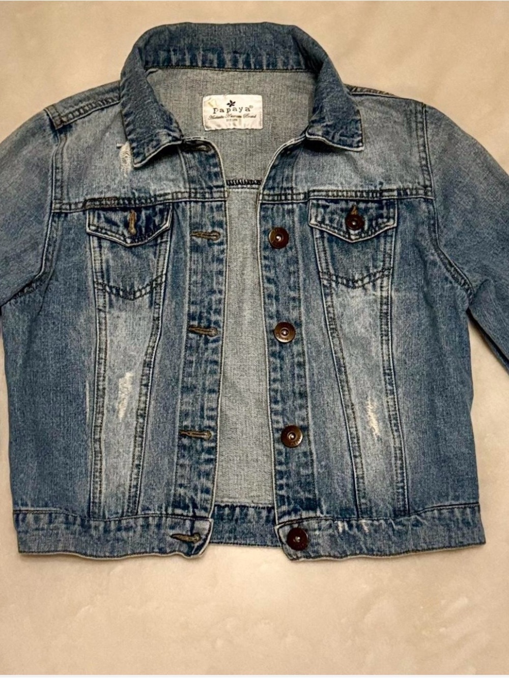 Papaya Light Wash Denim Jacket - Blue